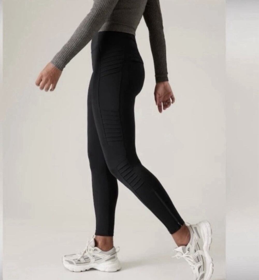 Athleta Delancey Moto Tight Black Size 2X Women's Athletic Pants Leggings